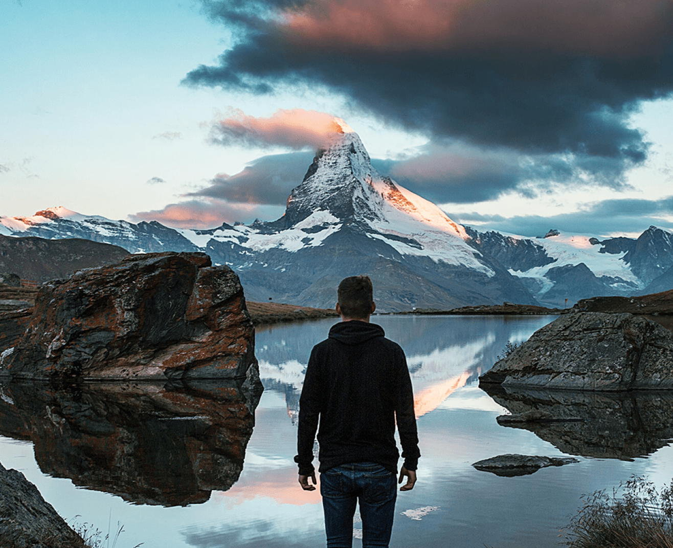 Person looking at mountain